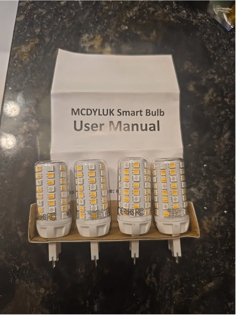 MCDYLUK g9 LED wifi smart light bulbs 4 pack Alexa / Google compatible dimmable